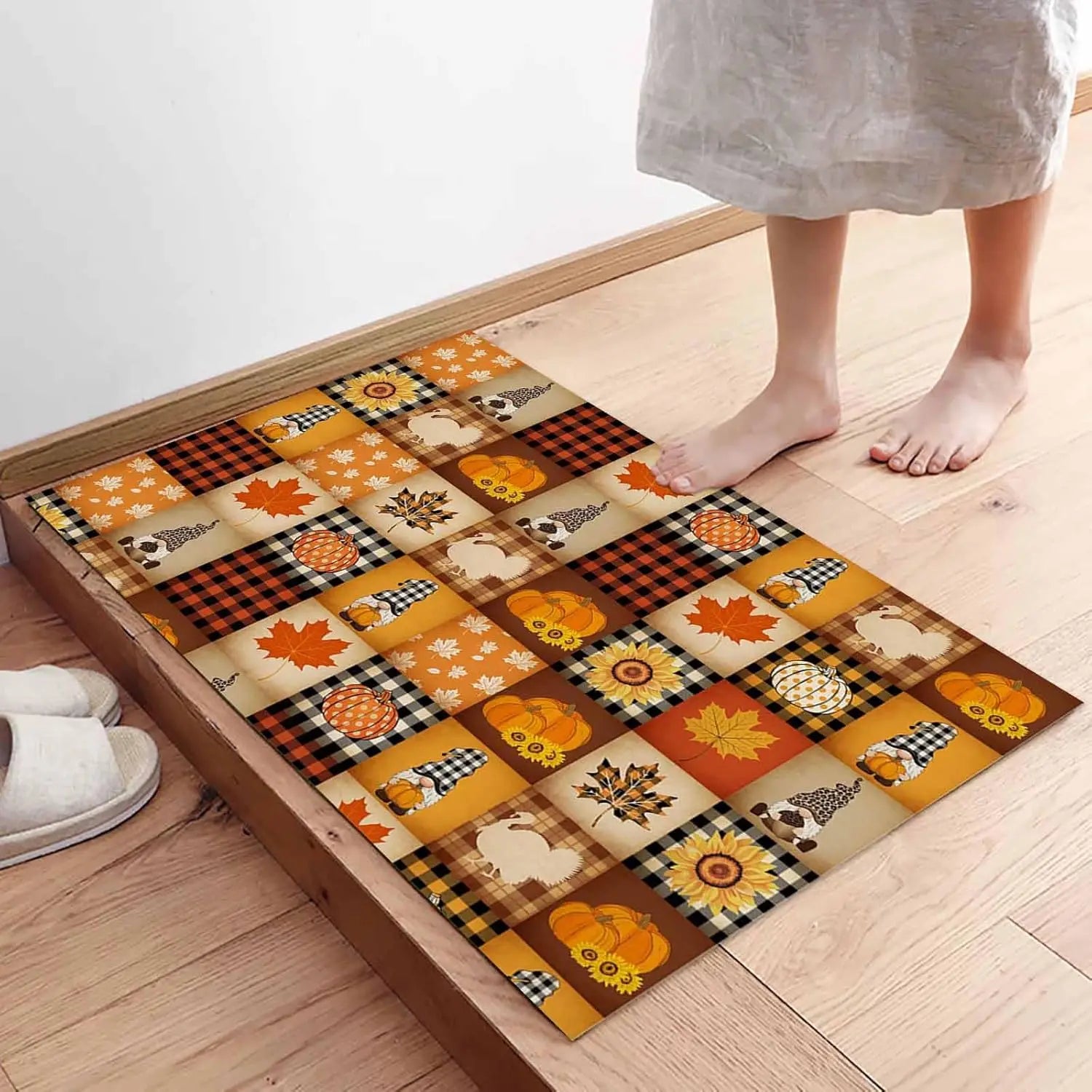 Cozy Fall Gnome Pumpkin Welcome Mat - Non-Slip Comfort