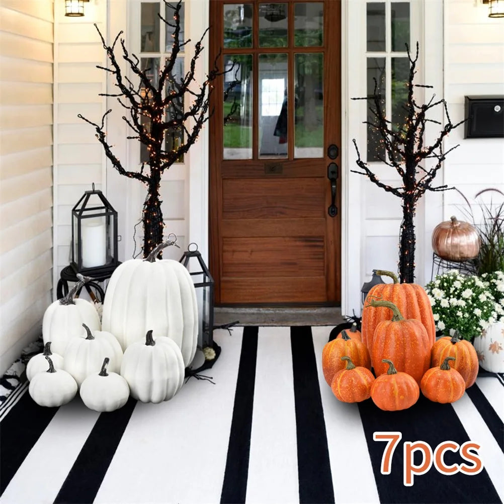 7PCS Artificial Pumpkin Decoration Set