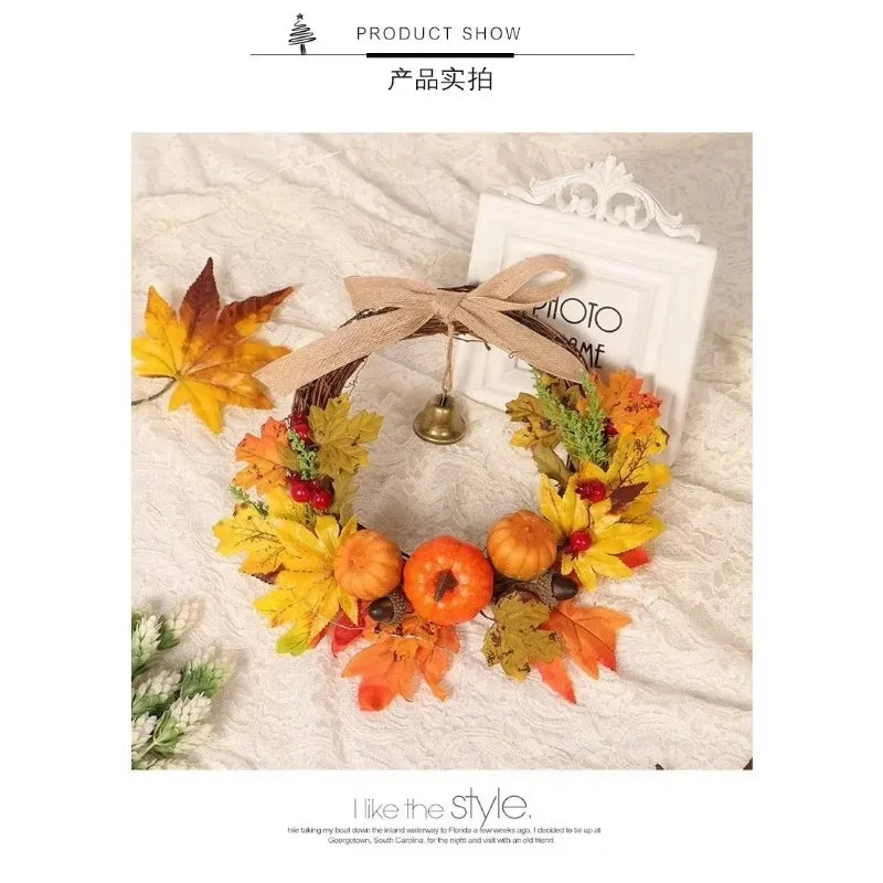 Charming Pumpkin Maple Leaf Door Garland
