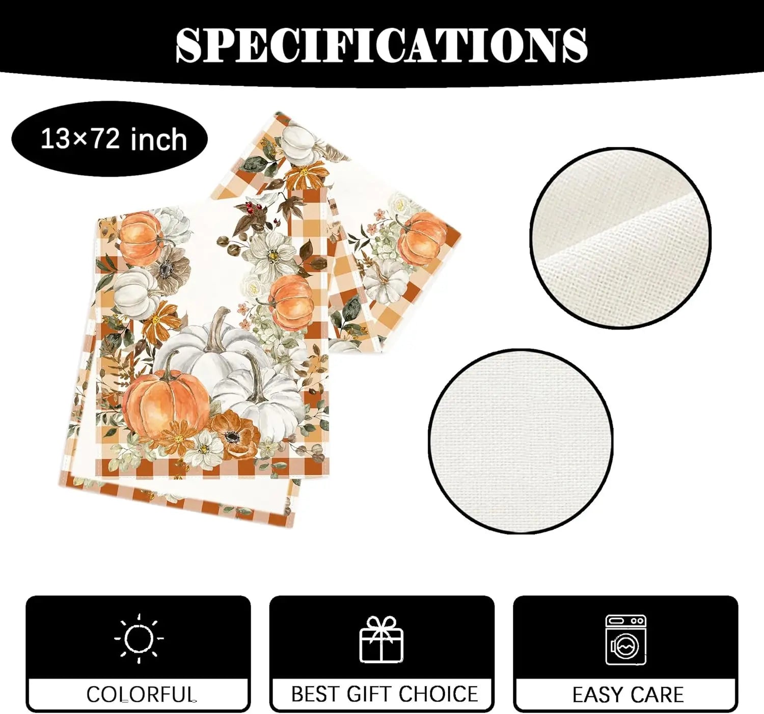Elegant Fall Harvest Pumpkin Table Runner