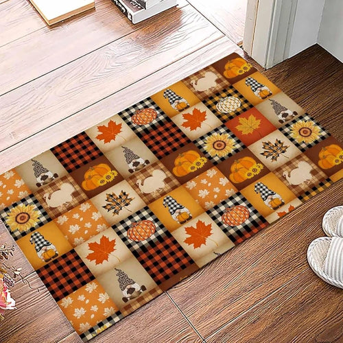 Cozy Fall Gnome Pumpkin Welcome Mat - Non-Slip Comfort