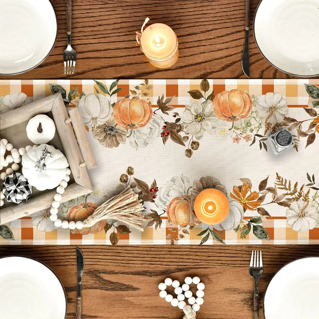 Elegant Fall Harvest Pumpkin Table Runner