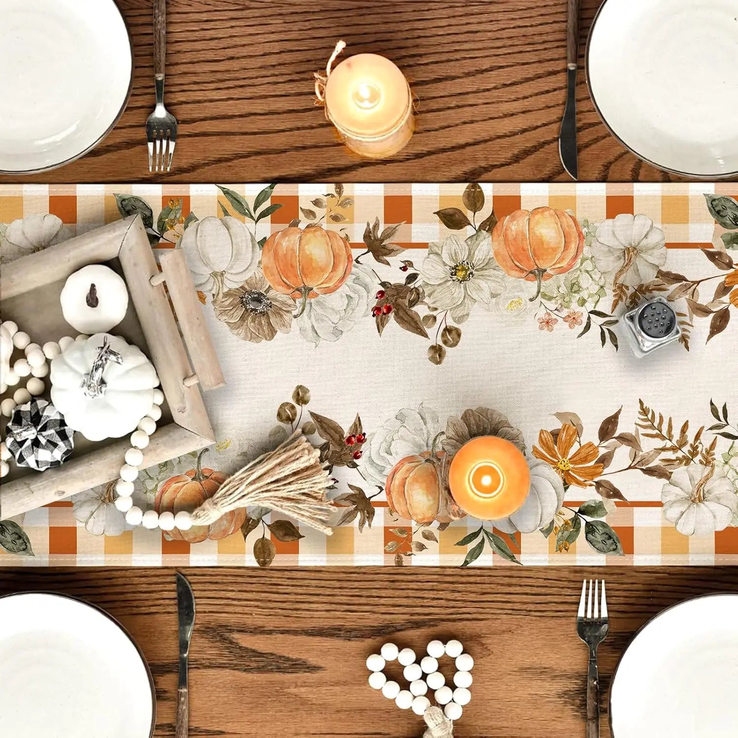 Elegant Fall Harvest Pumpkin Table Runner