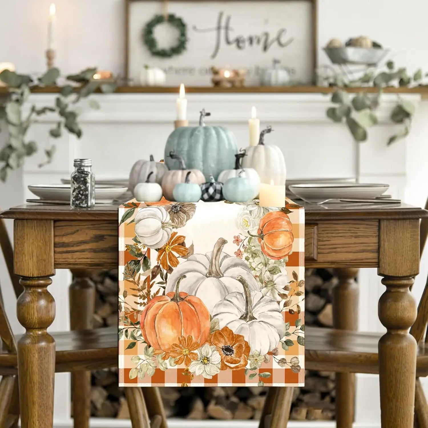 Elegant Fall Harvest Pumpkin Table Runner