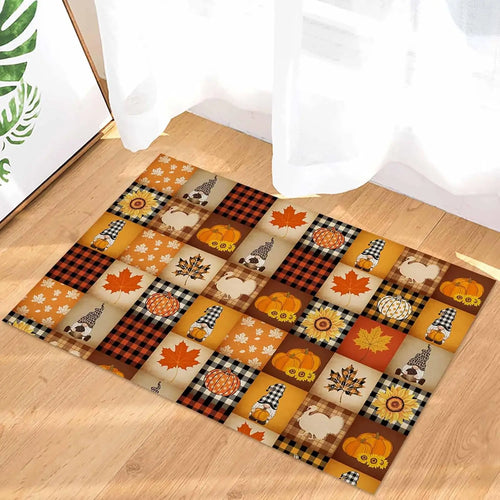 Cozy Fall Gnome Pumpkin Welcome Mat - Non-Slip Comfort