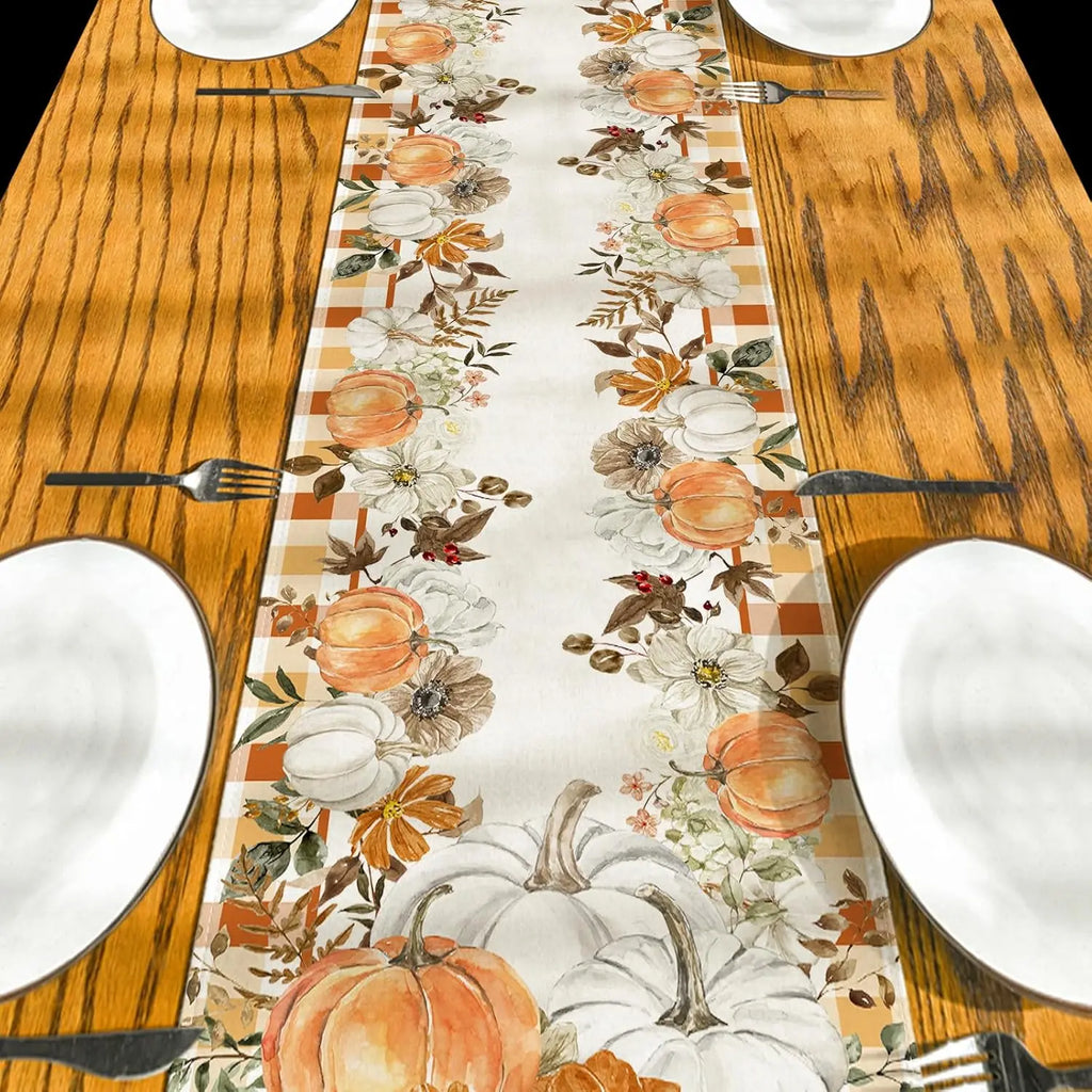 Elegant Fall Harvest Pumpkin Table Runner