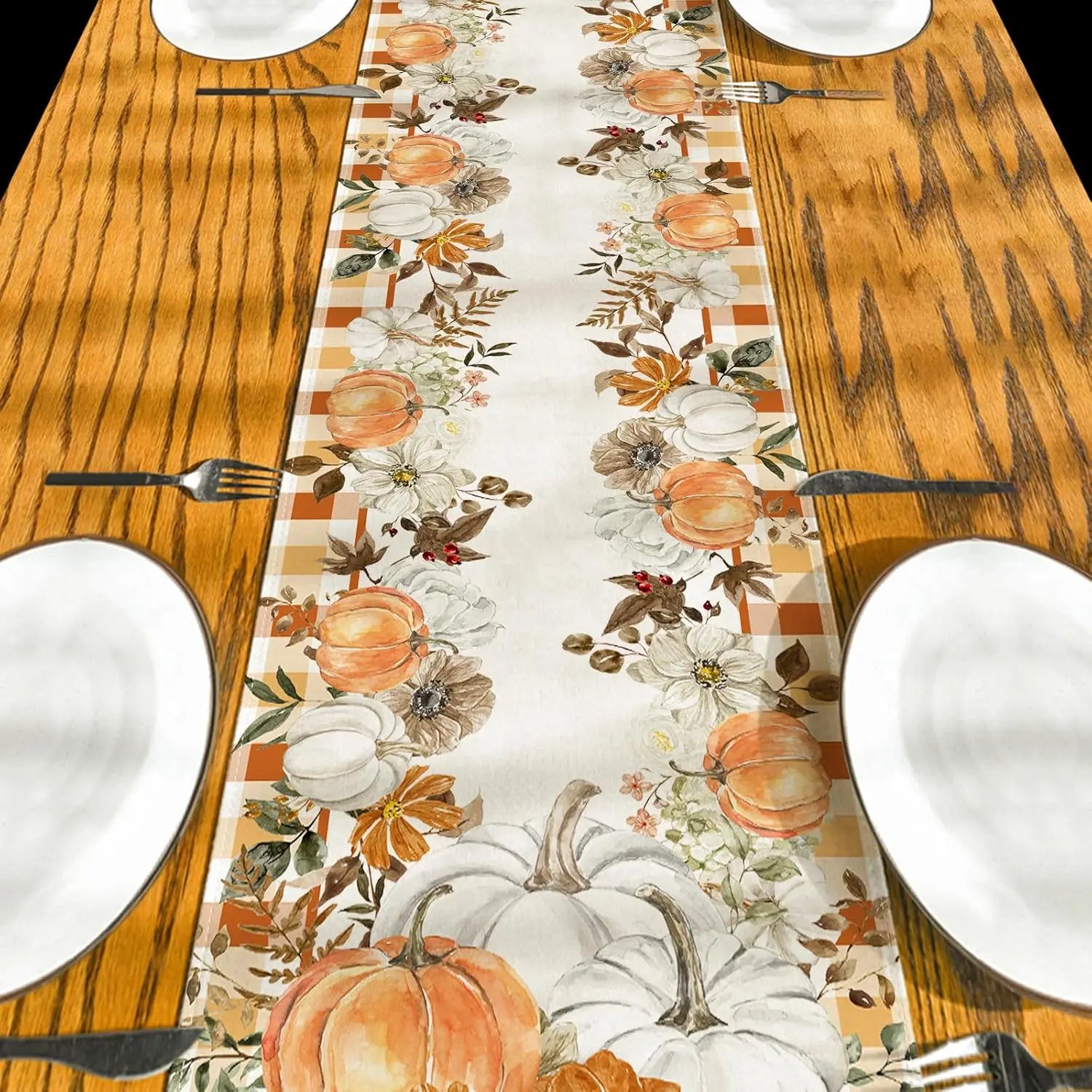 Elegant Fall Harvest Pumpkin Table Runner