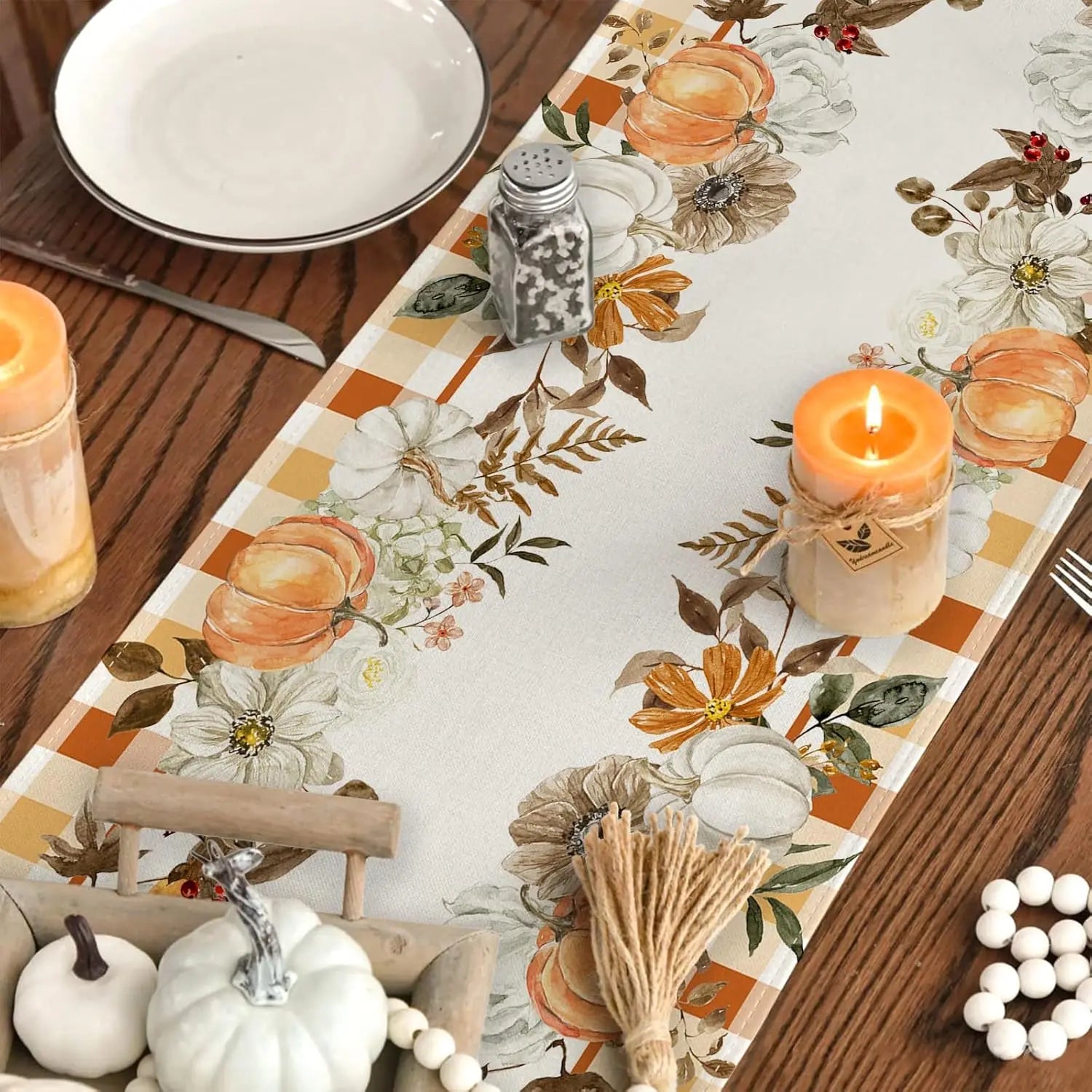 Elegant Fall Harvest Pumpkin Table Runner